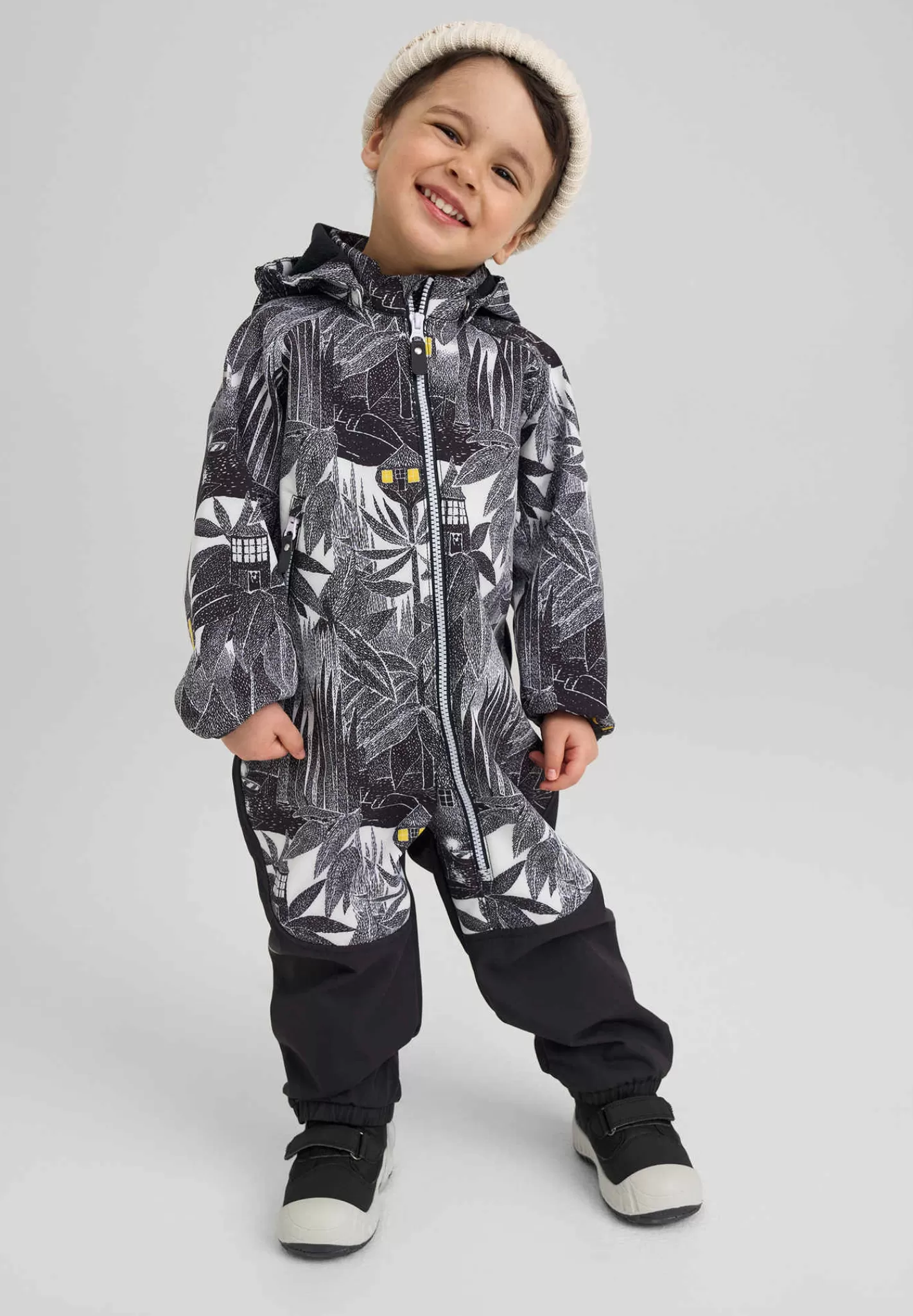 Reima Water-Repellent Softshell Outdoor Jumpsuit - Moomin Skyddad Black Discount