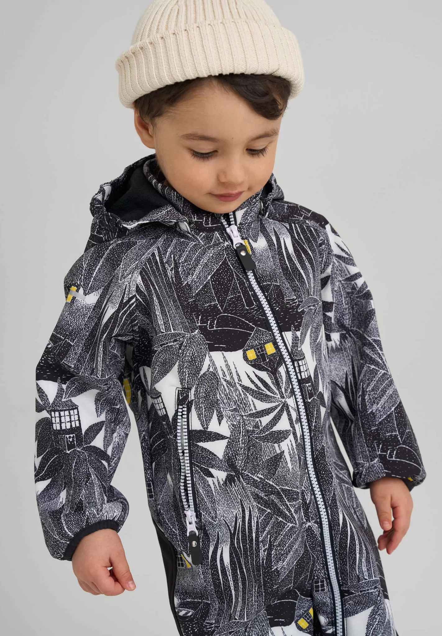 Reima Water-Repellent Softshell Outdoor Jumpsuit - Moomin Skyddad Black Discount